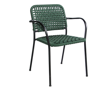 Cadeira Verona em Corda Náutica - Verde Musgo e Preto | WestwingNow