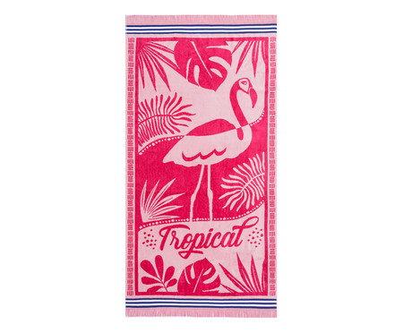 Toalha de Praia Flamingo Exotic Rosé e Pink - 420 g/m²