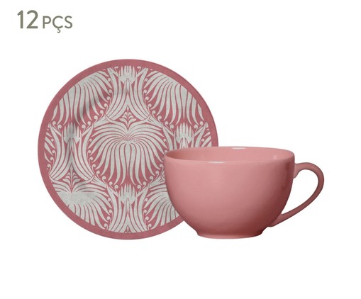Jogo de Xícaras para Chá em Cerâmica Bianca - Rosa, Rosa | WestwingNow