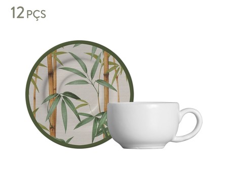 Jogo de Xícaras para Café em Cerâmica Bamboo -  Verde