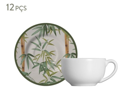Jogo de Xícaras para Chá em Cerâmica Bamboo -  Verde
