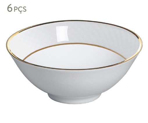 Jogo de Bowls em Cerâmica Daniela - Branco e Dourado, Dourado | WestwingNow