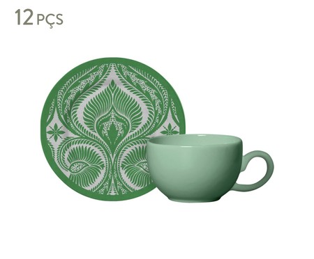 Jogo de Xícaras para Café em Cerâmica Bianca - Verde