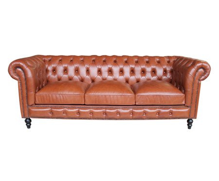 Sofá Chesterfield em Couro - Uísque