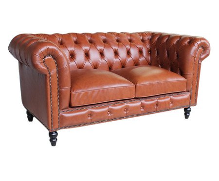 Sofá Chesterfield em Couro - Uísque | Westwing