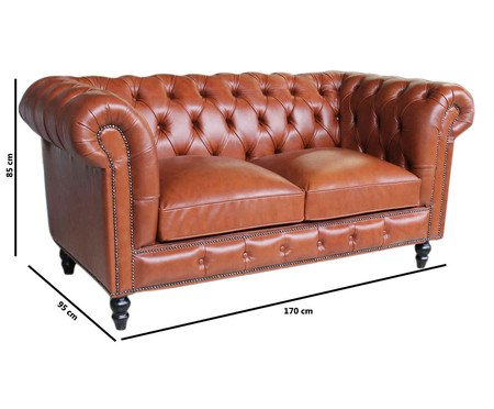 Sofá Chesterfield em Couro - Uísque | Westwing