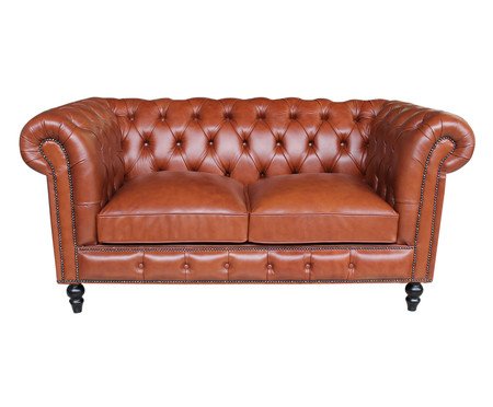 Sofá Chesterfield em Couro - Uísque