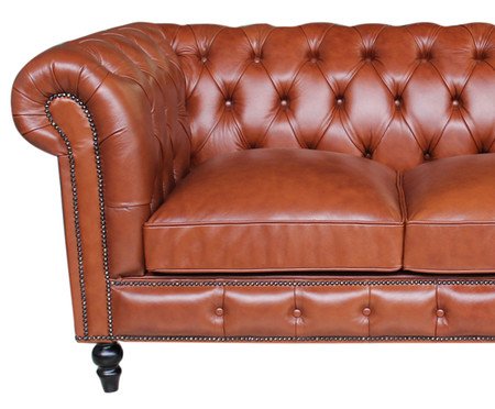 Sofá Chesterfield em Couro - Uísque | Westwing