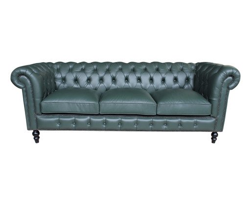 Sofá Chesterfield em Couro - Militar, Militar | WestwingNow