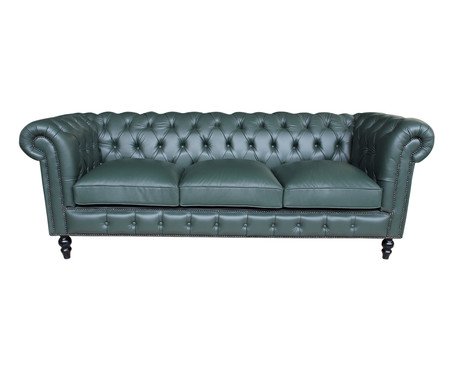 Sofá Chesterfield em Couro - Militar | Westwing