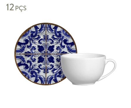 Jogo de Xícaras para Chá em Cerâmica Camille - Azul