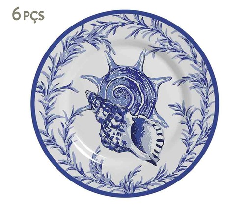 Jogo de Pratos para Sobremesa em Cerâmica Hilary - Azul, Azul | WestwingNow