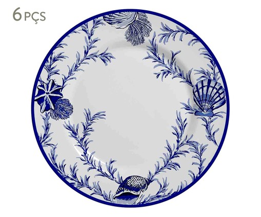 Jogo de Pratos Rasos em Cerâmica Hilary - Azul, Azul | WestwingNow