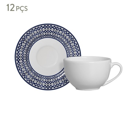 Jogo de Xícaras para Chá em Cerâmica Carmella - Azul