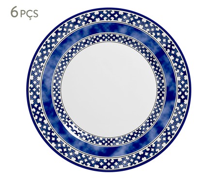 Jogo de Pratos para Sobremesa em Cerâmica Carmella - Azul