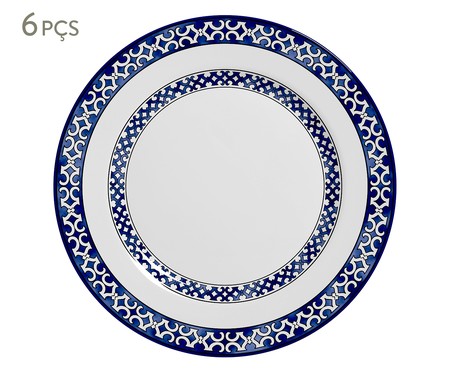 Jogo de Pratos Rasos em Cerâmica Carmella - Azul