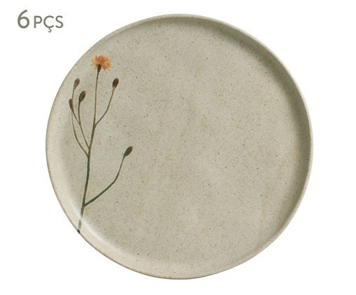 Jogo de Pratos Raso Bio Campestre Floral, Bege | WestwingNow