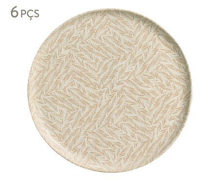 Jogo de Pratos Rasos Bio Stoneware Luar Cru | Westwing