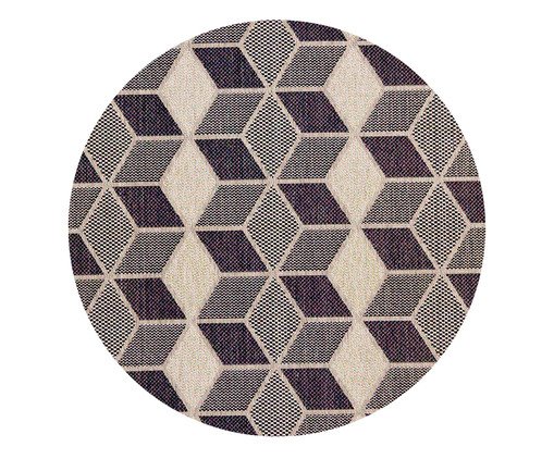 Tapete Redondo Natural Look Jacquard Pódio B, Preto,Bege | WestwingNow
