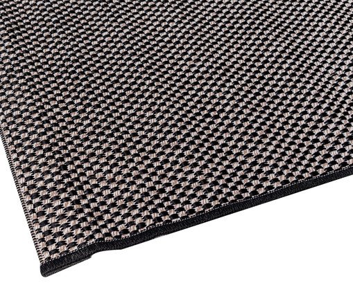Tapete Quadrado Artesanal Look Jacquard Flor de Liz B, Preto | WestwingNow