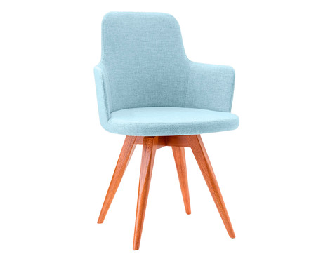 Cadeira Giratória de Madeira Tina - Azul Claro | WestwingNow