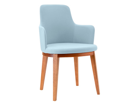 Cadeira de Madeira com Braço Mary - Azul Claro