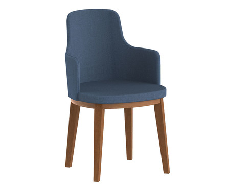 Cadeira de Madeira com Braço Mary - Azul Escuro