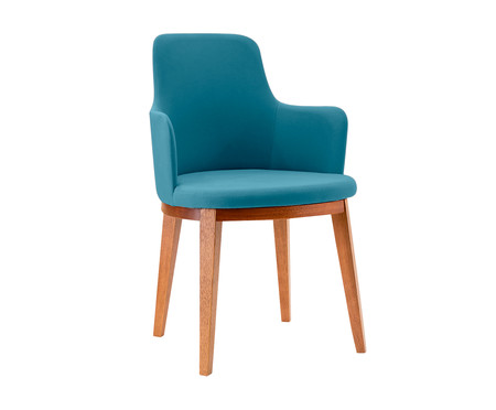 Cadeira de Madeira com Braço Mary - Azul Turquesa