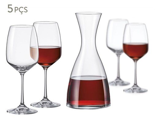 Jogo de Taças com Decanter para Vinho em Cristal Norma - Transparente, Transparente | WestwingNow