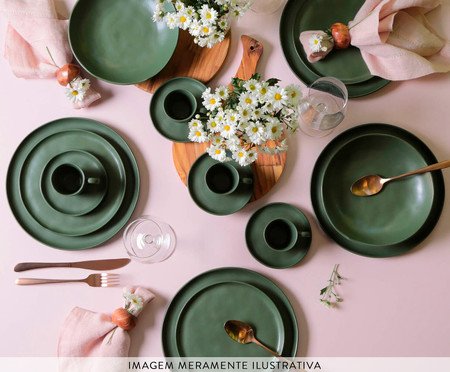 Jogo de Pratos Raso Bio Leaf Verde | Westwing