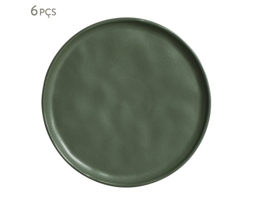 Jogo de Prato para Sobremesa  Bio Stoneware Leaf - Verde, Verde | WestwingNow