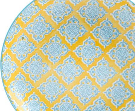 Prato para Sobremesa em Porcelana Bart - Amarelo e Azul | Westwing