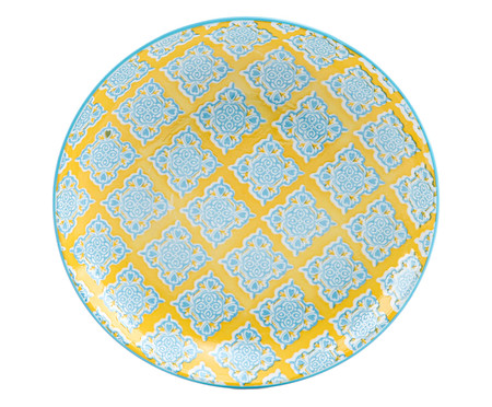 Prato para Sobremesa em Porcelana Bart - Amarelo e Azul | WestwingNow