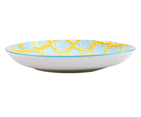 Prato Raso em Porcelana Bart - Amarelo e Azul | WestwingNow