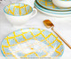 Prato Raso em Porcelana Bart - Amarelo e Azul, Azul | WestwingNow
