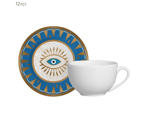 Jogo de Xícarass para Chá em Cerâmica Rodes - 06 Pessoas, Azul | WestwingNow
