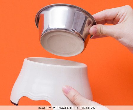 Comedouro em Inox Elevado - Branco | Westwing