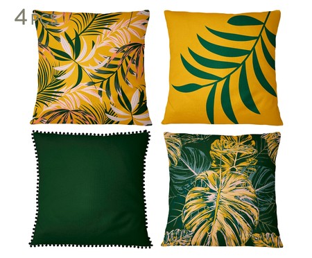 Jogo de Capas de Almofadas em Veludo Tropical Plants - Amarelo | WestwingNow