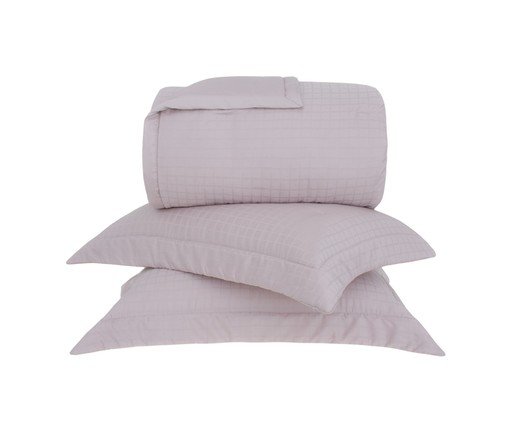 Jogo de Cobre Leito Cetim Damask Square - 300 Fios, Rosa Pluma | WestwingNow