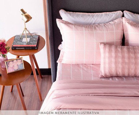 Jogo de Cobre Leito com Almofada Plume - Grid Rosa | WestwingNow