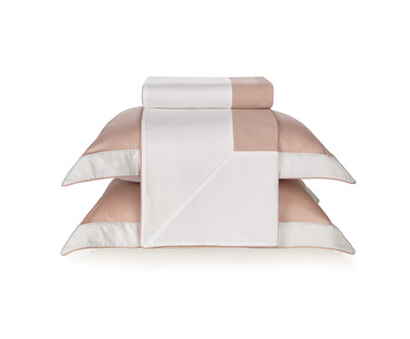 Jogo de Duvet Acetinado Savona Rosa e Branco 200 Fios - Queen Size | WestwingNow