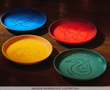 Jogo de Pratos de Sobremesa em Cerâmica Casas de Hogwarts - Colorido | WestwingNow