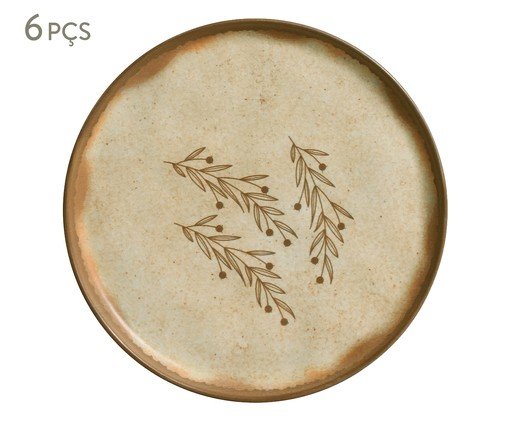 Jogo de Pratos para Sobremesa Bio Nativa Floral, Bege | WestwingNow