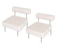 Conjunto de Poltronas Rolinho Bouclé - Off White e Dourado | WestwingNow