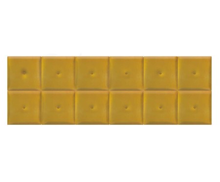 Jogo de Cabeceira Modular Veludo Autoadesivas Botonê - Amarelo