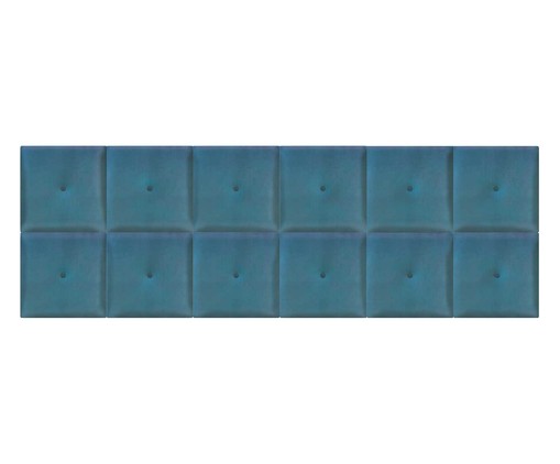 Jogo de Cabeceira Modular Veludo Autoadesivas Botonê - Azul, Azul | WestwingNow