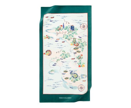 Toalha de Praia Trussardi Delfini 470 g/m² - Verde