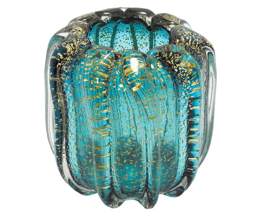 FORA DE LINHA - Vaso em Vidro Morgan - Azul, Azul e Dourado | WestwingNow