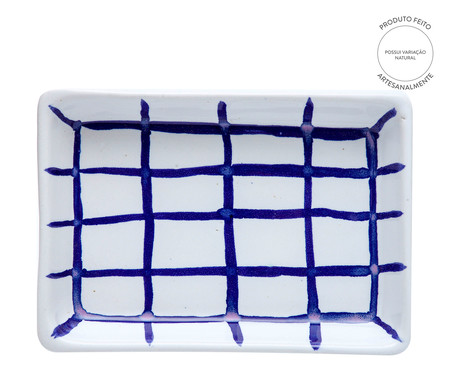Petisqueira Artesanal Grid - Branco e Azul Cobalto | WestwingNow
