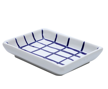 Petisqueira Artesanal Grid - Branco e Azul Cobalto | WestwingNow